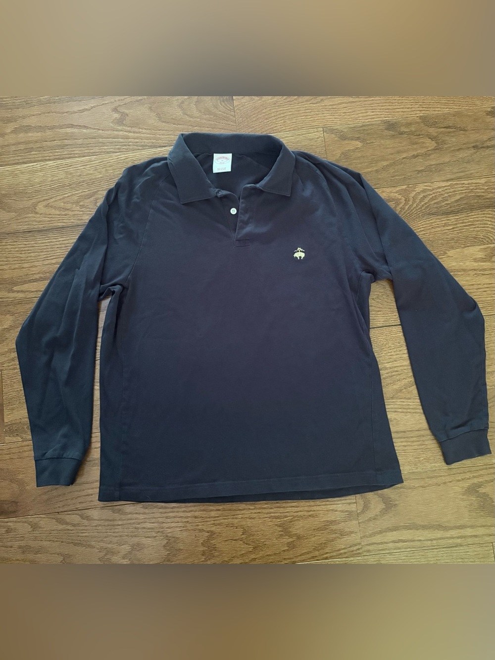 Brooks Brothers Long-Sleeve Polo Shirt - Navy with Yellow Logo